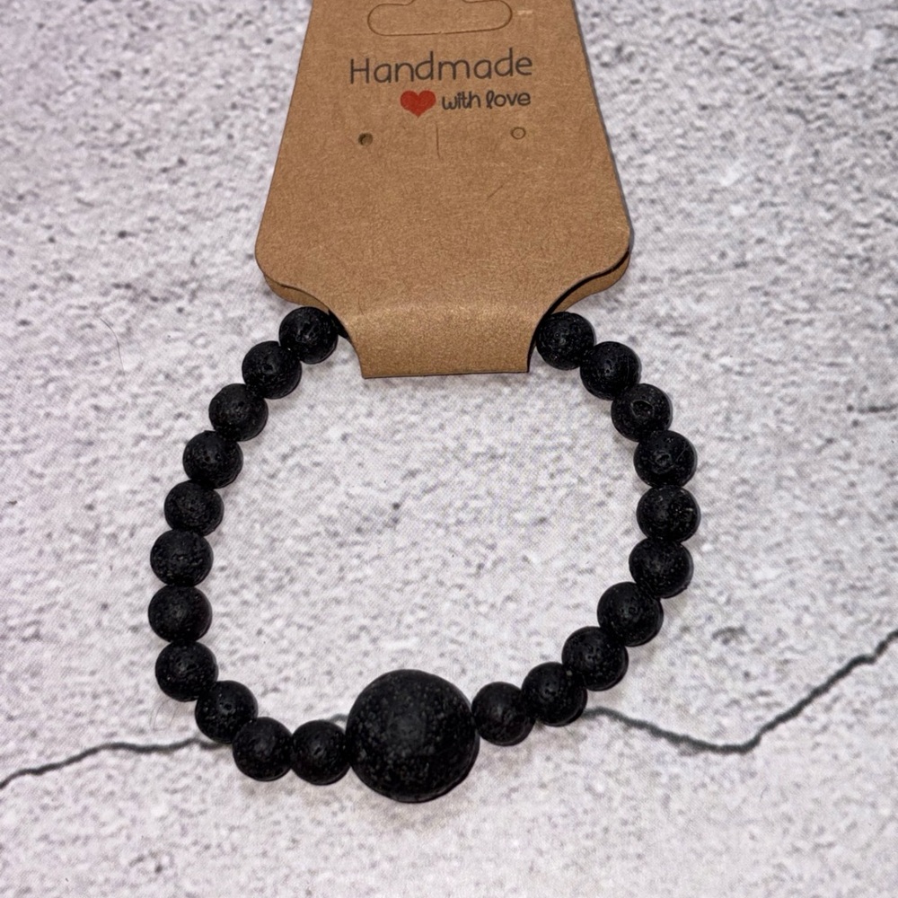Lava Stone Black Beaded Bracelet - Picture 3 of 3